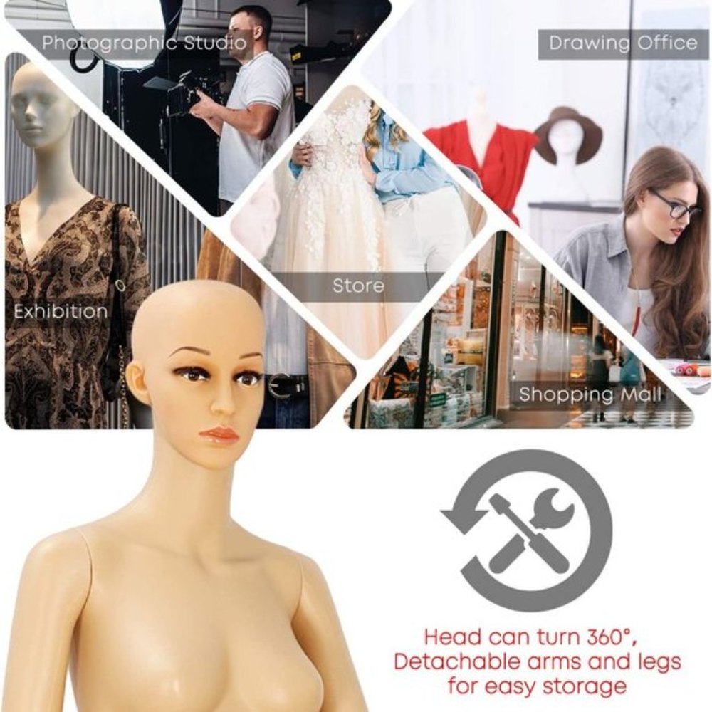 Mannequin Full Body Dress Form Female Adjustable Realistic Model Stand - Picture 3 of 9